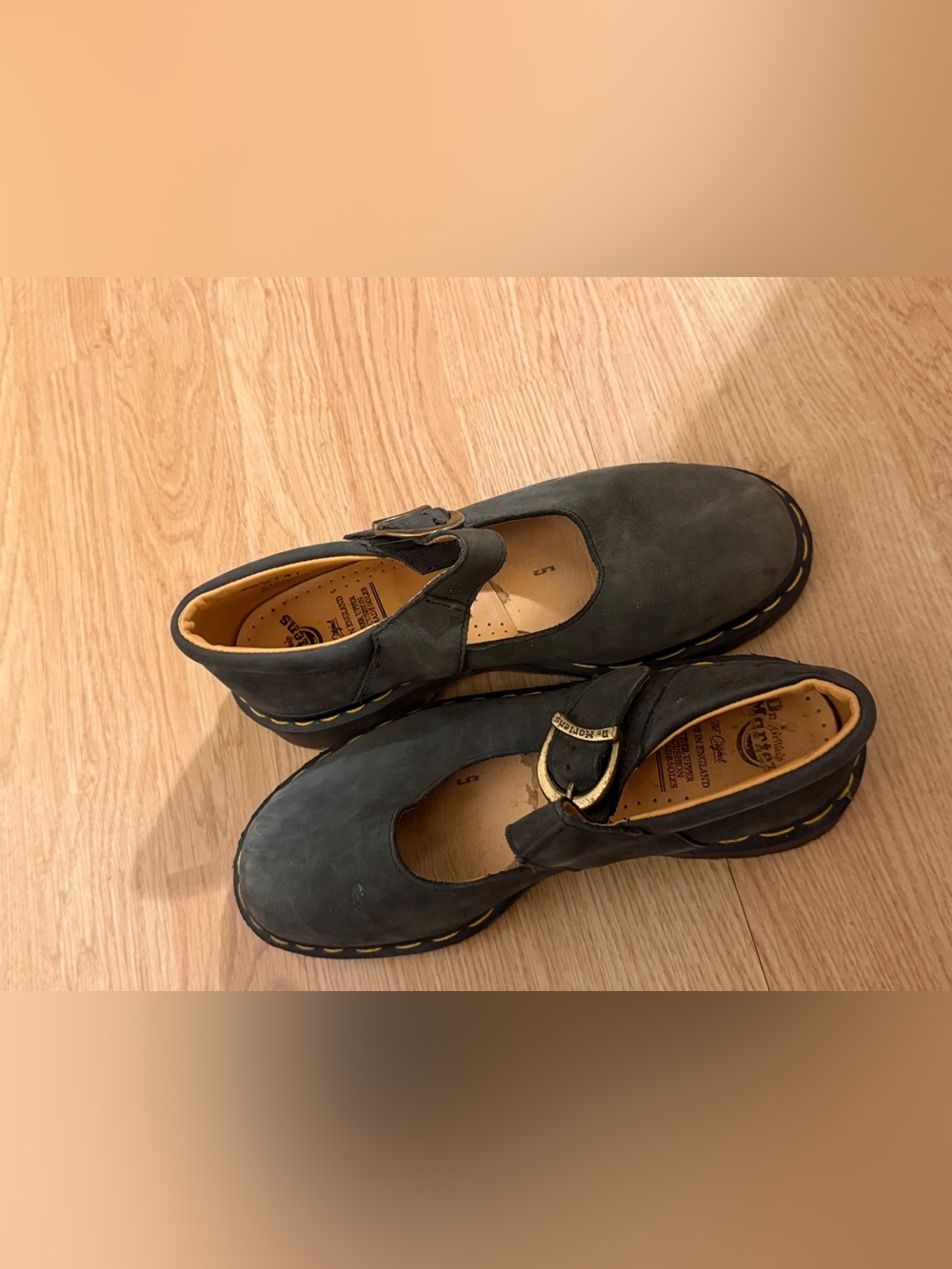 Dr. Martens Mary Jane Shoes Made in England Black Buckle UK 5